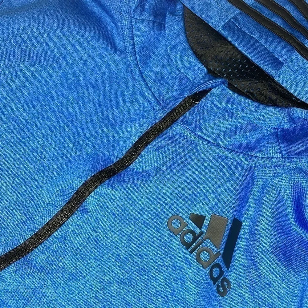 ADIDAS | BLUE ADIDAS FULL ZIP MESH LINED HOODIE
